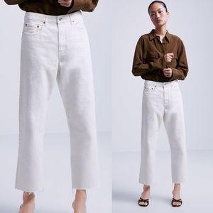 NWT Zara Woman High Rise Raw Hem Culotte - White